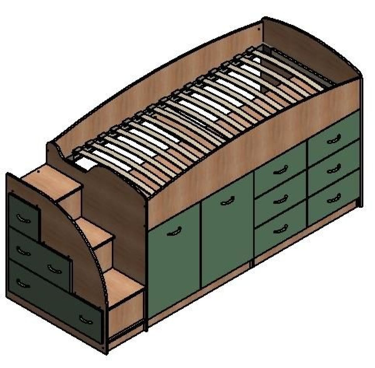 Кровать-чердак "Дюймовочка-4"  Дуб молочный/Оранжевый | фото 2