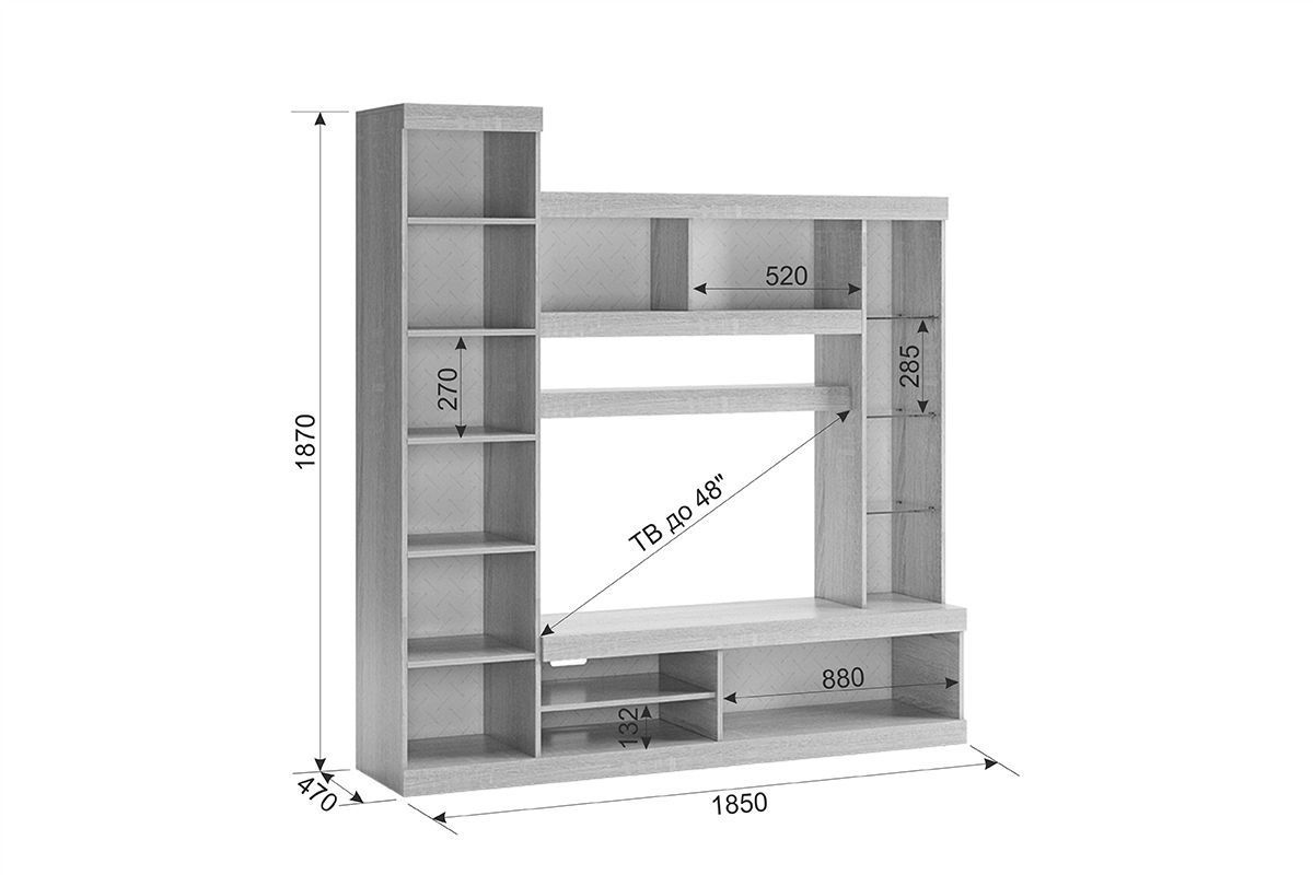 МАКСИ К1 Стенка для гостиной дуб сонома/белое дерево | фото 2