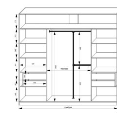 Шкаф-купе 2150 серии NEW CLASSIC K4+K4+K4+B22+PL4(по 2 ящика лев/прав+F обр.штанга) профиль «Капучино» | фото 3