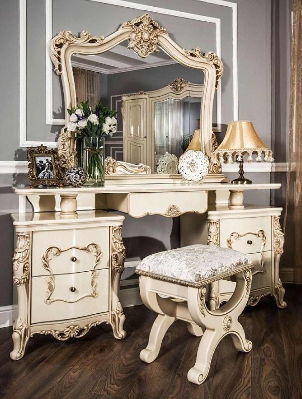 Спальный гарнитур Джоконда (крем) Шкаф 5-ти ств./Кровать 1800 | фото 8