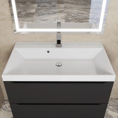 Тумба под раковину Uperwood Tanos 80 см, подвесная, черная матовая | фото 10