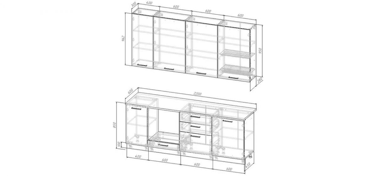 Кухонный гарнитур Антик 2200 h950 (Стол. 38мм) | фото 2