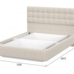 Кровать двойная №2 (универсальная 1.4х2.0) Серия 2 + основание с ПМ (Белый/Бежевый ткань/Квадро Бежевый ткань) | фото 4
