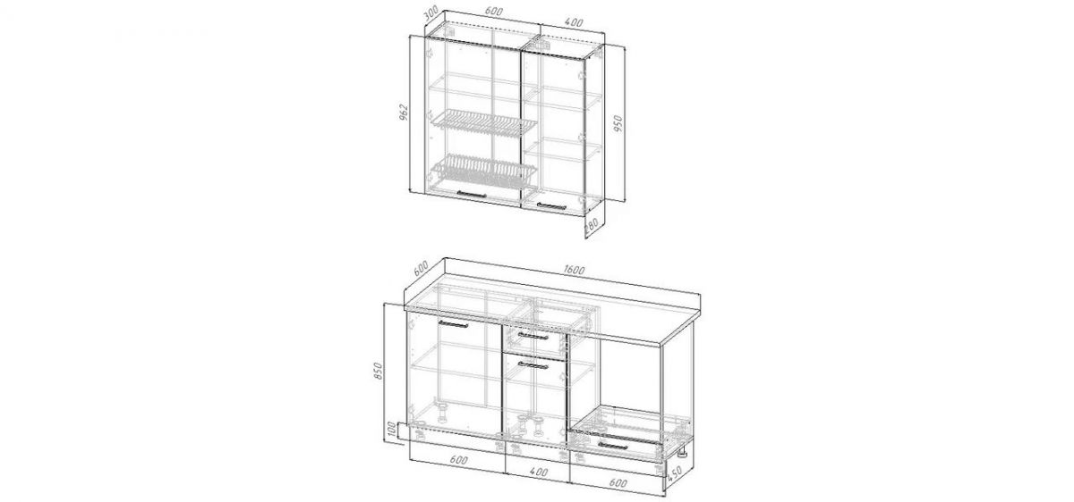Кухонный гарнитур Антик 1600 h950 (Стол. 38мм) | фото 2